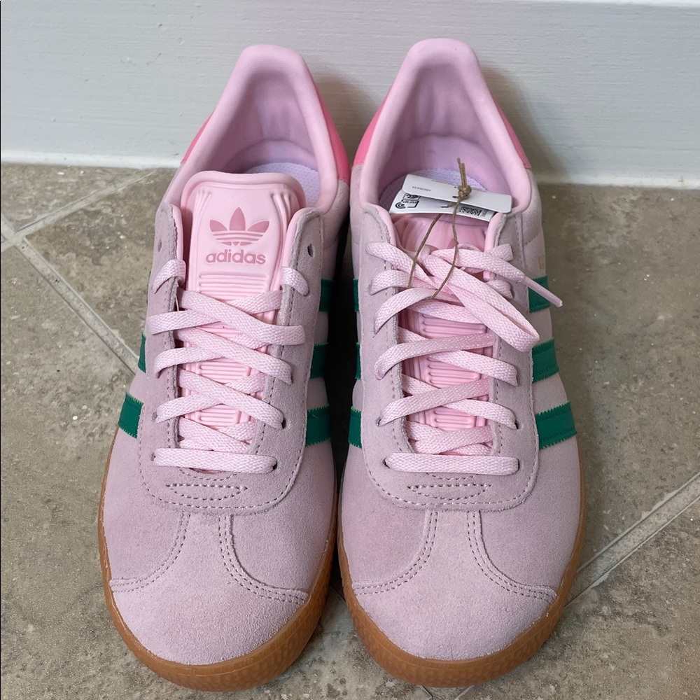 Adidas Pastel Pink Sneakers with Green Accents